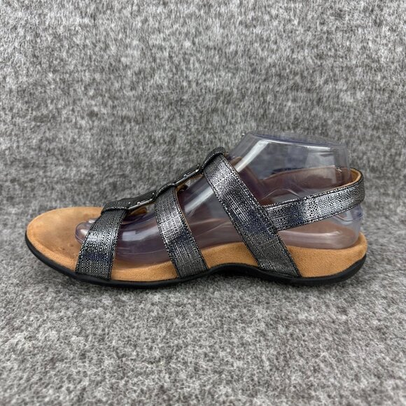 ✅ Womens 9 Vionic Amber Back-Strap Sandals Black Metallic linen Orthotic Support - Picture 11 of 13